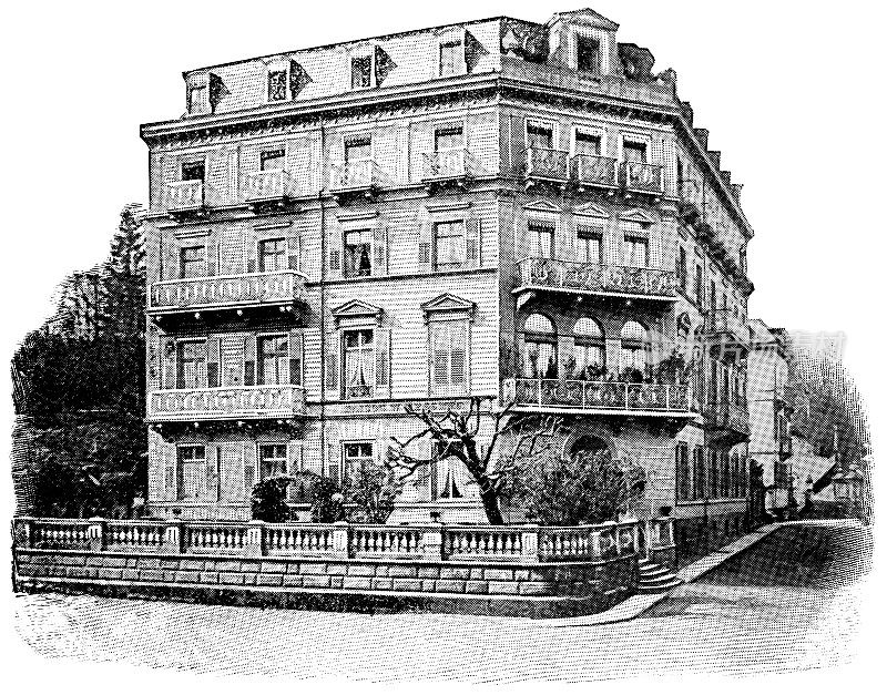 Maison Messmer酒店在巴登-巴登在Baden-Württemberg，德国- 19世纪